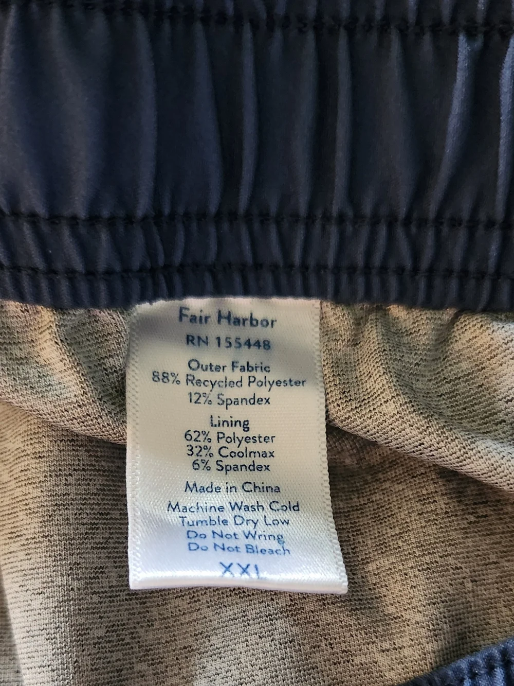 Fair Harbor Navy Blue Men's Swim Trunks with Teal Accent XXL